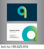 Business card with alphabet letter q. Vector template editable. . Стоковая иллюстрация, агентство Ingram Publishing / Фотобанк Лори
