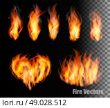 Collection of fire vectors - flames and a heart shape. Vector. Стоковое фото, агентство Ingram Publishing / Фотобанк Лори