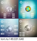 Infographics with unfocused backgrounds and icons, set for business design vector. Стоковая иллюстрация, агентство Ingram Publishing / Фотобанк Лори