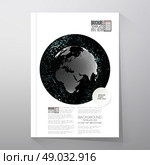 Interconnection network, molecular structure on black background. Brochure, flyer or report for business, template vector. Стоковая иллюстрация, агентство Ingram Publishing / Фотобанк Лори