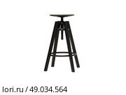 Studio shot of classic black tall wooden barstool standing on white.Black studio chair stool for photo shoots. Стоковое фото, фотограф Лазаренко Светлана / Фотобанк Лори