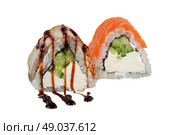 Sushi closeup isolated on white background. Sushi roll with graham rice, Стоковое фото, фотограф Лазаренко Светлана / Фотобанк Лори