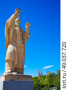 Burgos San Pablo bridge Statues over Arlanzon river in Castilla Spain. Стоковое фото, агентство Ingram Publishing / Фотобанк Лори