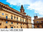 Santiago de Compostela Cathedral end of Saint James Way Plaza Obradoiro in Galicia Spain. Стоковое фото, агентство Ingram Publishing / Фотобанк Лори