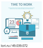 Business concept in flat design for time to work, work process, project and time management with idea, timing and business symbols. Стоковая иллюстрация, агентство Ingram Publishing / Фотобанк Лори