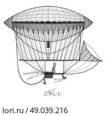 Doodle retro style zeppelin airship black pencil calligraphic vector illustration. Doodle Airship Illustration. Стоковая иллюстрация, агентство Ingram Publishing / Фотобанк Лори