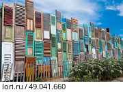 Restaurant made from colourful wooden shutters. Стоковое фото, агентство Ingram Publishing / Фотобанк Лори