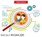 Icon flat style concept target audience. Business marketing, infographic information, social chart, data market, development and research infograph illustration. Стоковая иллюстрация, агентство Ingram Publishing / Фотобанк Лори