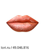  Dry Lips Illustration .  Dry cracked woman lips in a classic shape realistic isolated vector illustration . Стоковая иллюстрация, агентство Ingram Publishing / Фотобанк Лори