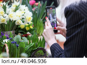 Съемка цветов на мобильный телефон. Стоковое фото, фотограф Михаил Метцель / ТАСС / Фотобанк Лори