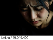 Слёзы боли на лице в тишине страдания. Стоковое AI-изображение, AI-художник Александр Жуков / Фотобанк Лори