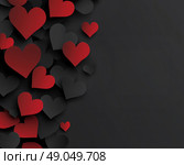 Красно-чёрные сердца на фоне. Стоковое AI-изображение, AI-художник Александр Жуков / Фотобанк Лори