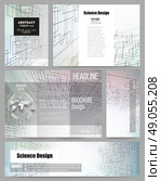 Set of business templates for presentation, brochure, flyer or booklet. Abstract vector background of digital technologies, cyber space. Стоковая иллюстрация, агентство Ingram Publishing / Фотобанк Лори