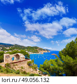 Tossa de Mar Aerial view in Costa Brava of Girona Catalonia spain. Стоковое фото, агентство Ingram Publishing / Фотобанк Лори