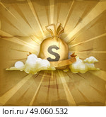 Moneybag, old style vector background. Стоковая иллюстрация, агентство Ingram Publishing / Фотобанк Лори