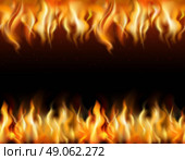 Fire Tileable Borders Set. Fire tileable realistic borders set on black background isolated vector illustration . Стоковая иллюстрация, агентство Ingram Publishing / Фотобанк Лори