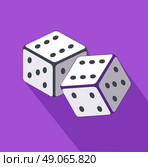 Dice flat design on background. Casino gambling, dice vector, gamble game, success play, luck bet, chance win, fortune gaming, throw random illustration. Стоковая иллюстрация, агентство Ingram Publishing / Фотобанк Лори