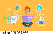 Man learning ability concept design. Strategy education, development business skill, solution work, success learn, motivation teaching, training and illustration. Back to shool. Education concept. Стоковая иллюстрация, агентство Ingram Publishing / Фотобанк Лори