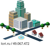 Skyscrapers, urban high-rise home. Set of objects for urban design. Стоковая иллюстрация, агентство Ingram Publishing / Фотобанк Лори