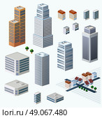 Skyscrapers, urban high-rise home. Set of objects for urban design. Стоковая иллюстрация, агентство Ingram Publishing / Фотобанк Лори