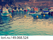 El Cotillo port fisherboats in Fuerteventura at Canary Islands of Spain. Стоковое фото, агентство Ingram Publishing / Фотобанк Лори