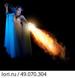 Young elven girl with flame isolated. Стоковое фото, агентство Ingram Publishing / Фотобанк Лори