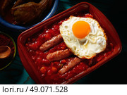 Tapas pisto con tomate ratatouille egg and sausage from Spain. Стоковое фото, агентство Ingram Publishing / Фотобанк Лори