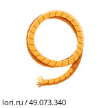 Cartoon rope twisted into the shape of number nine. Стоковая иллюстрация, иллюстратор VectorTradition / Фотобанк Лори