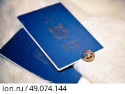 wedding rings and passports of Israel on boa. Стоковое фото, агентство Ingram Publishing / Фотобанк Лори