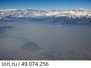 aerial view of Andes and Santiago with smog, Chile. Стоковое фото, агентство Ingram Publishing / Фотобанк Лори