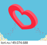 Valentines day 3d isometric red heart. Valentines day, day valentine, love valentine heart, cupid valentine, celebration holiday valentine day, feeling valentine day amour. Valentine cupid. Стоковая иллюстрация, агентство Ingram Publishing / Фотобанк Лори