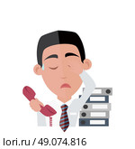 Emotion avatar man fatigue success. Emotion and avatar, emotions faces, feelings and emotional intelligence, expression and tired face, character man overloaded, success person tiredness illustration. Стоковая иллюстрация, агентство Ingram Publishing / Фотобанк Лори
