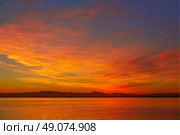 La Albufera lake sunset in El Saler of Valencia at Spain. Стоковое фото, агентство Ingram Publishing / Фотобанк Лори