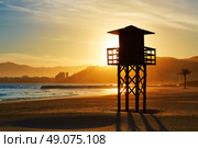 Cullera Playa los Olivos beach sunset in Mediterranean Valencia at Spain. Стоковое фото, агентство Ingram Publishing / Фотобанк Лори