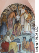 Mural on wall, University School of Fine Arts, San Miguel de Allende, Guanajuato, Mexico. Стоковое фото, агентство Ingram Publishing / Фотобанк Лори