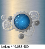 Abstract metallic industrial background with gears. Vector illustration. Стоковая иллюстрация, агентство Ingram Publishing / Фотобанк Лори