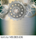 Abstract metallic industrial background with gears. Vector illustration. Стоковая иллюстрация, агентство Ingram Publishing / Фотобанк Лори