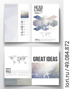 Set of business templates for brochure, magazine, flyer, booklet or annual report. DNA molecule structure on a blue background. Science vector background. Стоковая иллюстрация, агентство Ingram Publishing / Фотобанк Лори