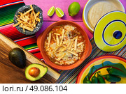 Mexican tortilla soup and aguacate colorful mexico food. Стоковое фото, агентство Ingram Publishing / Фотобанк Лори