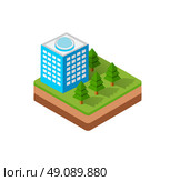 Isometric houses, town houses, skyscrapers and streets made in perspective projection for design sites, business portals and real estate agencies. Стоковая иллюстрация, агентство Ingram Publishing / Фотобанк Лори