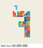 Logo number "7", video game pixel style. Editable vector design. . Стоковая иллюстрация, агентство Ingram Publishing / Фотобанк Лори