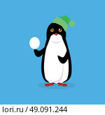 Animal penguin design flat. Bird penguin vector, cartoon polar animal winter isolated, wild penguin character with the cap illustration. Стоковая иллюстрация, агентство Ingram Publishing / Фотобанк Лори