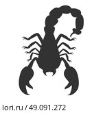 Scorpion Animal Isolated on White Background. Scorpion animal isolated on white background. Deadly poisonous black scorpion with a sharp tip and strong powerful claws on backdrop. Sign of the zodiac astrological symbol. Vector illustration. Стоковая иллюстрация, агентство Ingram Publishing / Фотобанк Лори