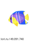 Heniochus Intermedius Fish Flat Design. Heniochus intermedius fish flat design. Beautifully painted fish living in the ocean or sea from the tail and fin. Creating living under water with a striped pattern isolated. Vector illustration. Стоковая иллюстрация, агентство Ingram Publishing / Фотобанк Лори