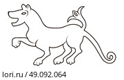 Vector coloring page medieval lion (monster) isolated on white background, cutout ready. Стоковая иллюстрация, иллюстратор Елена  Попкова / Фотобанк Лори