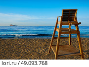 Benidorm Poniente beach watchtower seat in Alicante Mediterranean of Spain. Стоковое фото, агентство Ingram Publishing / Фотобанк Лори
