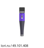 Microphone design flat isolated icon, vintage microphone stand, sound media, record vocal musical web broadcasting microphone vector illustration. Стоковая иллюстрация, агентство Ingram Publishing / Фотобанк Лори