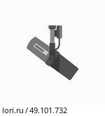 Microphone design flat isolated icon, vintage microphone stand, sound media, record vocal musical web broadcasting microphone vector illustration. Стоковая иллюстрация, агентство Ingram Publishing / Фотобанк Лори