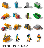 Garbage Recycling Isometric Icons Collection . Garbage recycling and green waste collection services and facilities isometric icons collection abstract isolated shadow vector illustration. Стоковая иллюстрация, агентство Ingram Publishing / Фотобанк Лори