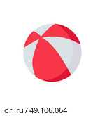 Colorful Beach Ball. Colorful red and white beach ball icon isolated on white background. Vector illustration. Стоковая иллюстрация, агентство Ingram Publishing / Фотобанк Лори